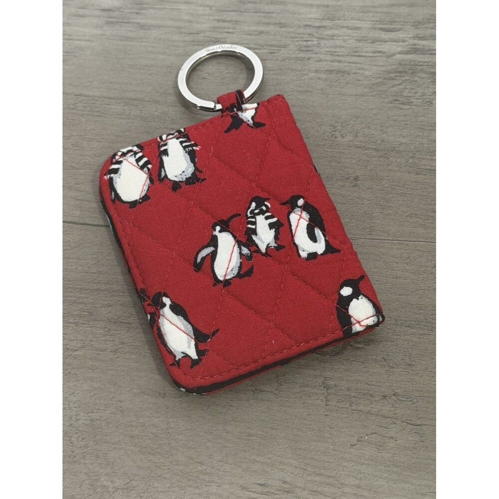 Vera Bradley Campus Double ID Case PLAYFUL PENGUINS RED Wallet Keychain